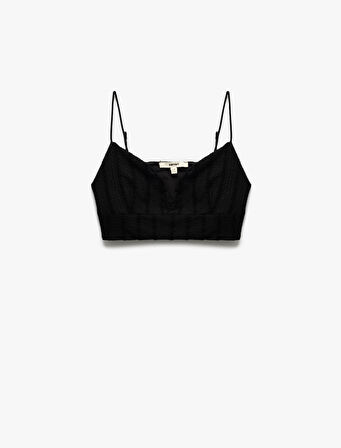 Slim Fit Kolsuz Kalp Yaka Crop İp Askılı Büstiyer