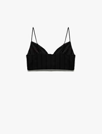 Slim Fit Kolsuz Kalp Yaka Crop İp Askılı Büstiyer