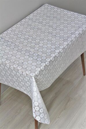 Pvc Şeffaf Kaplama Muşamba Masa Örtüsü - DantelPapatya-001