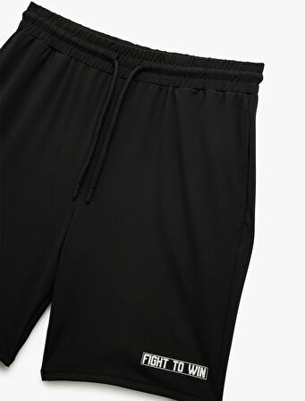 Beli Bağlamalı Baskılı Cepli Spor Şort