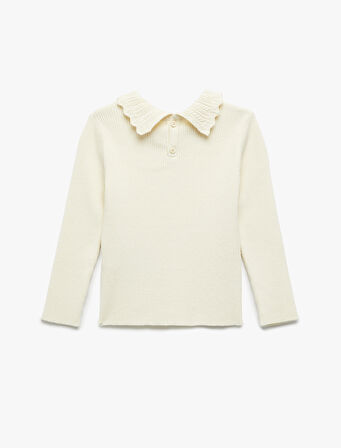 Dik Yaka Uzun Kollu Viskon Triko Kazak