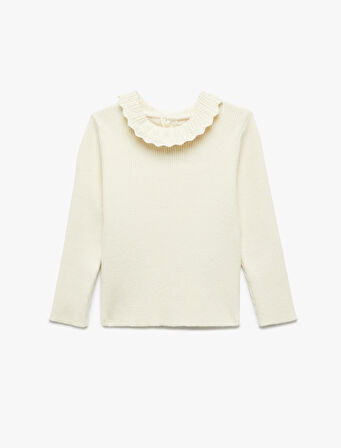 Dik Yaka Uzun Kollu Viskon Triko Kazak