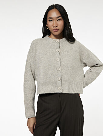 Uzun Kollu Bisiklet Yaka Triko Hırka