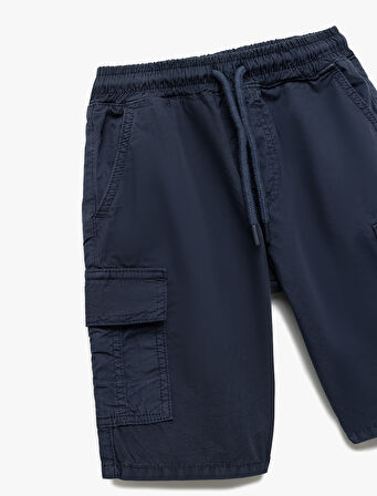 Pamuklu Beli Bağcıklı Cep Detaylı Basic Paraşüt Şort