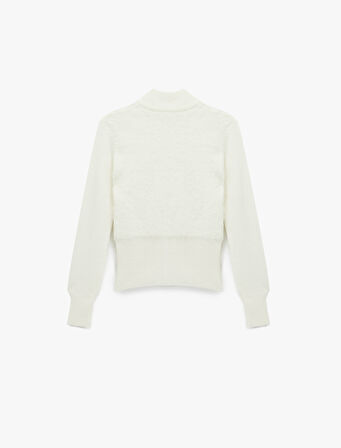 Yumuşak Dokulu Uzun Kollu Dik Yaka Fermuarlı Hırka