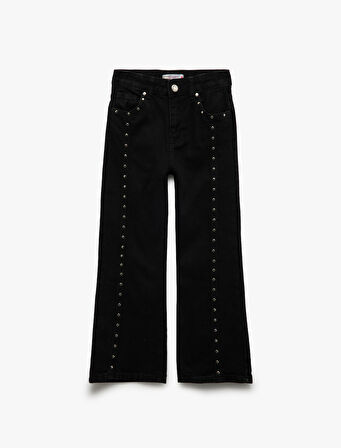 Pamuklu Düğme Detaylı  Denim Pantolon