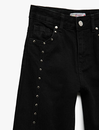 Pamuklu Düğme Detaylı  Denim Pantolon