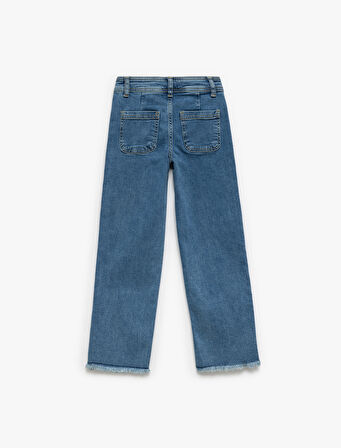 Pamuklu Cep Detaylı Püskül Detaylı Denim Pantolon