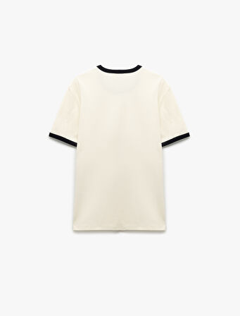 Pamuklu Regular Fit Biyeli Kısa Kollu Bisiklet Yaka Erkek Tişört