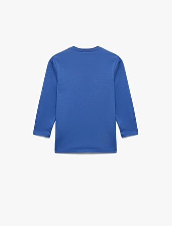 Futbol Baskılı Uzun Kollu Bisiklet Yaka Pamuklu Tişört