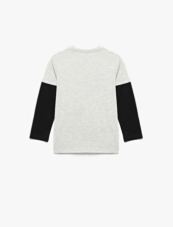 Bisiklet Baskılı Uzun Kollu Bisiklet Yaka Tişört