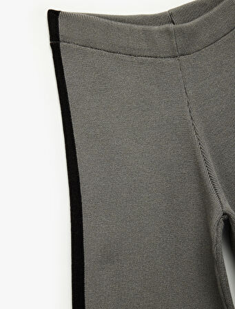 Viskon Karışımlı Şerit Detaylı Triko Pantolon