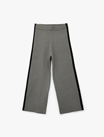 Viskon Karışımlı Şerit Detaylı Triko Pantolon