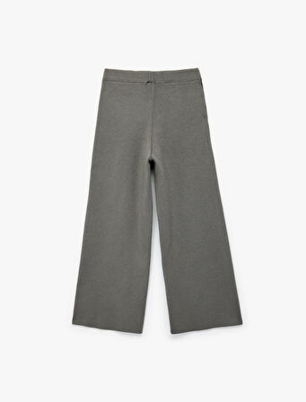 Viskon Karışımlı Şerit Detaylı Triko Pantolon