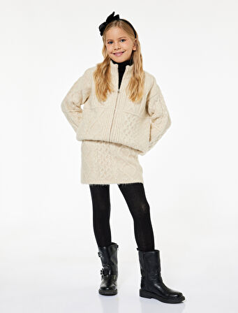 Saç Örgü Dokulu Mini Triko Etek