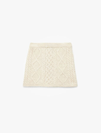 Saç Örgü Dokulu Mini Triko Etek