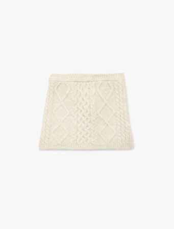 Saç Örgü Dokulu Mini Triko Etek