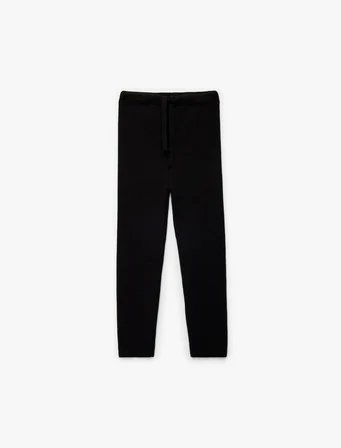 Viskon Karışımlı Beli Bağcıklı Triko Pantolon