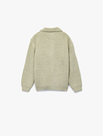 Düğmeli Cepli Uzun Kollu Polo Yaka Triko Hırka