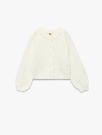 Uzun Kollu Düğme Detaylı Bisiklet Yaka Basic Triko Hırka