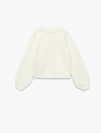 Uzun Kollu Düğme Detaylı Bisiklet Yaka Basic Triko Hırka