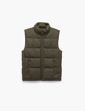 Fermuarlı Cep Detaylı Slim Fit Dik Yaka Şişme Yelek