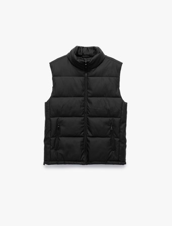 Fermuarlı Cep Detaylı Slim Fit Dik Yaka Şişme Yelek