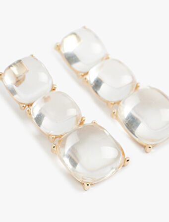 Sallantılı Büyük Boy Şeffaf Geometrik Küpe