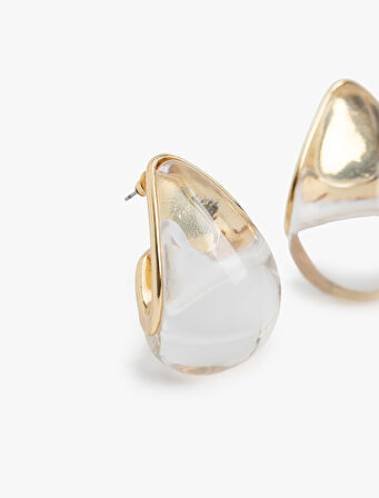 Büyük Boy Taş Detaylı Halka Küpe