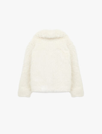 Kruvaze Yaka Uzun Kollu Kısa Suni Kürk Kaban