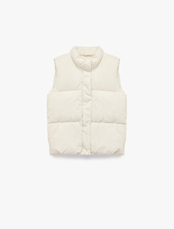 Dik Yaka Fermuarlı Kolsuz Şişme Yelek