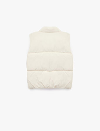 Dik Yaka Fermuarlı Kolsuz Şişme Yelek