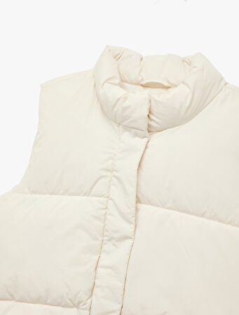 Dik Yaka Fermuarlı Kolsuz Şişme Yelek