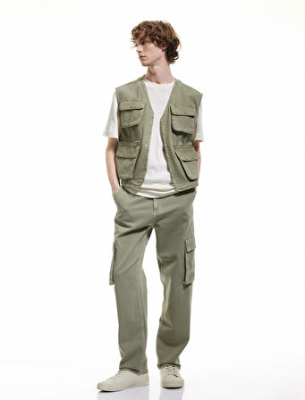 Pamuklu Straight Fit Jean Kargo Pantolon