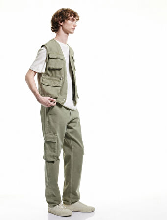 Pamuklu Straight Fit Jean Kargo Pantolon