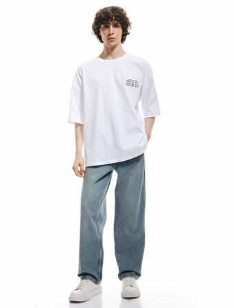 Normal Bel Pamuklu Cep Detaylı Bol Baggy Jean Pantolon