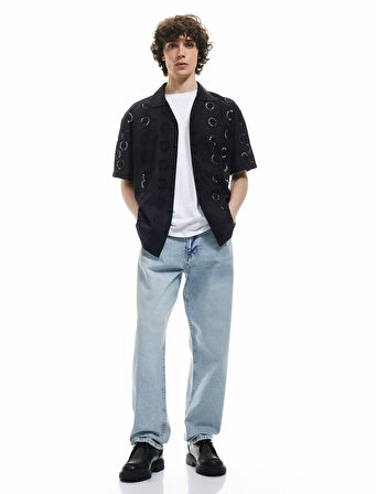 Normal Bel Chino Cep Detaylı Pamuklu Vintage Straight Fit Jean Pantolon