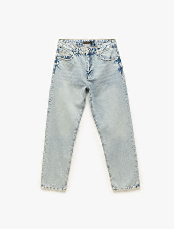 Normal Bel Chino Cep Detaylı Pamuklu Vintage Straight Fit Jean Pantolon