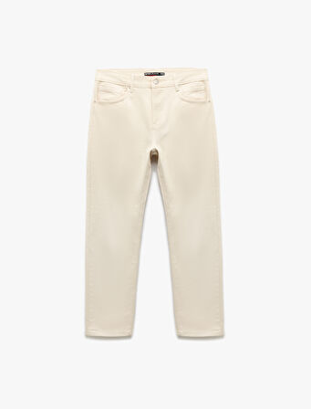 Normal Bel Chino Cep Detaylı Vintage Straight Fit Jean Pantolon