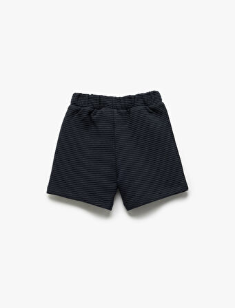 Pamuklu Beli Bağlamalı Dokulu Biye Detaylı Şort 