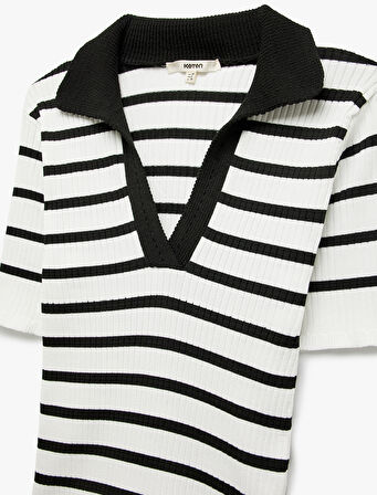 Kısa Kollu Polo Yaka Triko Kazak