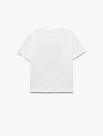 Pamuklu Bisiklet Yaka Kısa Kollu Atatürk Baskılı Tişört