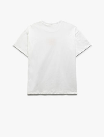 Bisiklet Yaka Kısa Kollu Pamuklu Baskılı Tişört