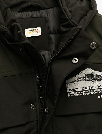 Çıtçıt Detaylı Uzun Kollu Kapşonlu Mont