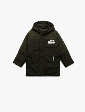 Çıtçıt Detaylı Uzun Kollu Kapşonlu Mont