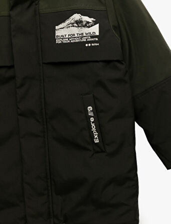 Çıtçıt Detaylı Uzun Kollu Kapşonlu Mont