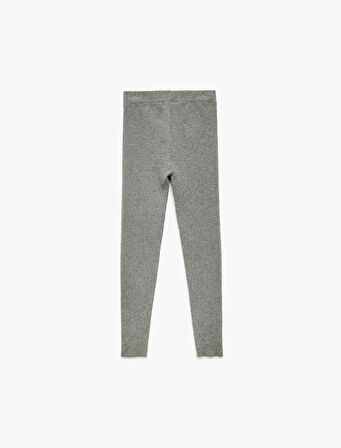 Viskon Karışımlı Ribanalı Dar Kesim Basic Triko Pantolon