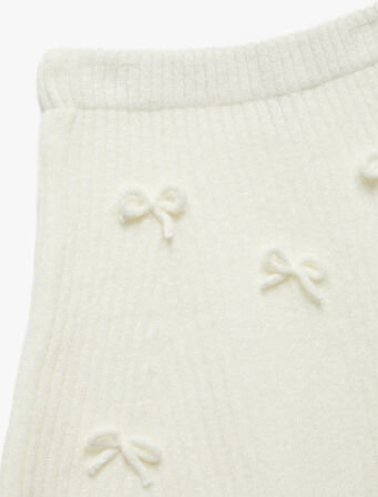 Beli Lastikli Fiyonk Detaylı Triko Etek