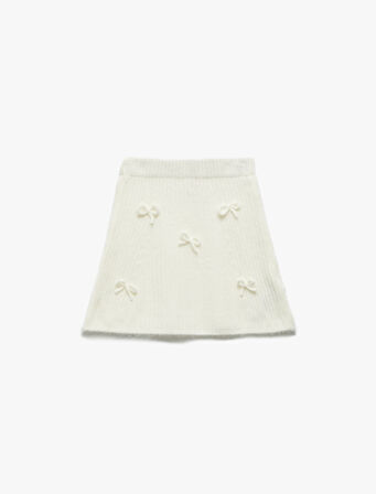 Beli Lastikli Fiyonk Detaylı Triko Etek