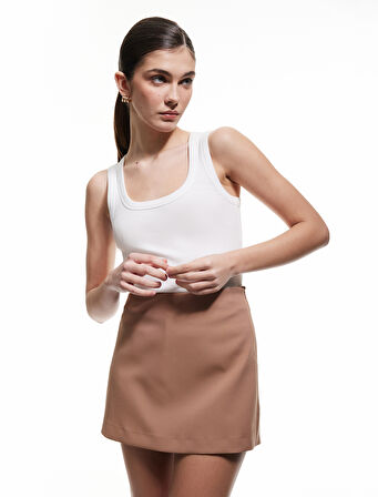 Regular Fit Tek Cep Detaylı Mini Şort Etek